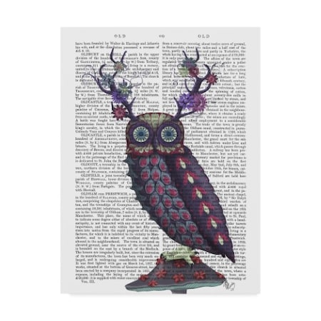 Fab Funky 'Owl With Psychedelic Antlers On Text' Canvas Art,18x24